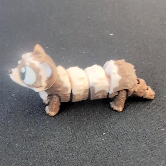Articulated 3D-printed ferret mini in tan and cream