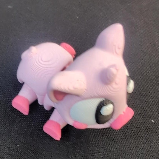 3D-printed pink pig mini with bright pink accents